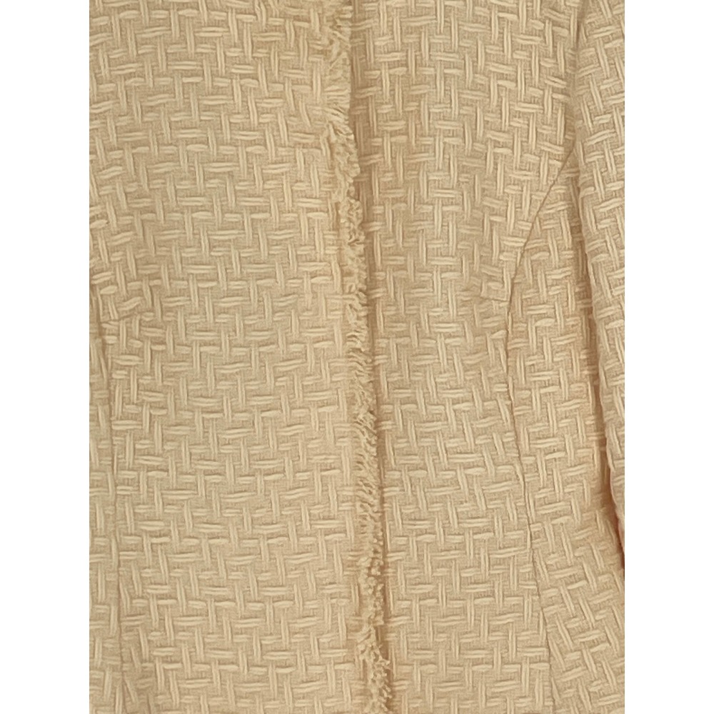 Vintage Carlisle Women Jacket 2 Blazer Cream Basketweave Wool Fringe Trim - Picture 2 of 9